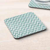 Blauwgroen Groen en Wit Faux Glitter Zigzag Drankjes Onderzetter (Linkerzijde)