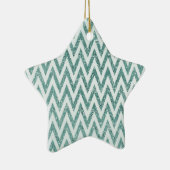 Blauwgroen Groen en Wit Faux Glitter Zigzag Keramisch Ornament (Rechts)