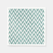 Blauwgroen Groen en Wit Faux Glitter Zigzag Servet (Voorkant)