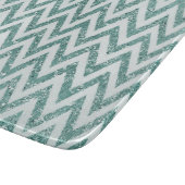 Blauwgroen Groen en Wit Faux Glitter Zigzag Snijplank (Hoek)