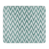 Blauwgroen Groen en Wit Faux Glitter Zigzag Snijplank (Voorkant)