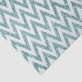 Blauwgroen Groen en Wit Faux Glitter Zigzag Tissuepapier (Detail)