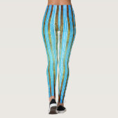 Blauwgroen, Groen, en Wit Striped Patroon Leggings (Achterkant)