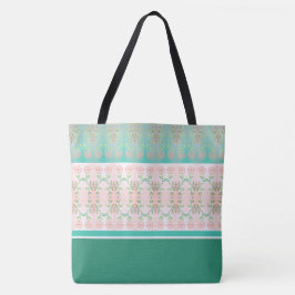 Blauwgroen groen en wit tote bag