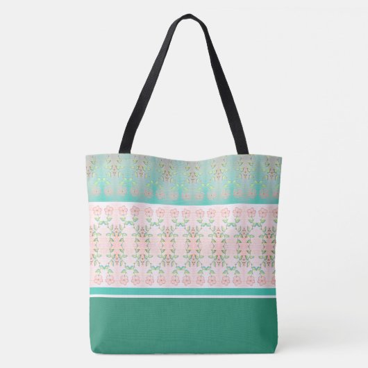 Blauwgroen groen en wit tote bag (Achterkant)