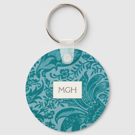  Blauwgroen groen flesje botanisch monogram Sleutelhanger (Voorkant)