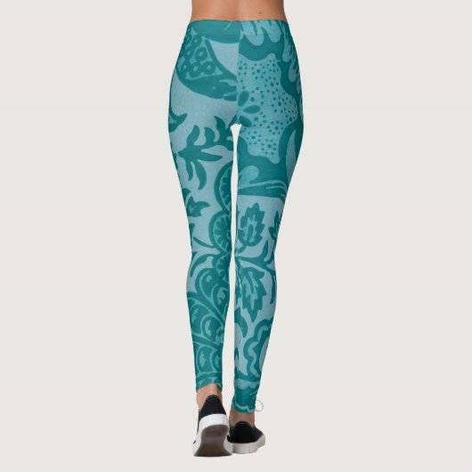  Blauwgroen groen flessenpatroon Leggings (Achterkant)