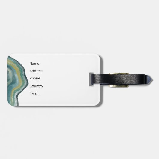 Blauwgroen groen gekleurd marmer Abstracte naam mo Bagagelabel (Achterkant horizontaal)