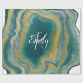 Blauwgroen groen gekleurd marmer Abstracte naam mo Cadeaupapier (Vlak)