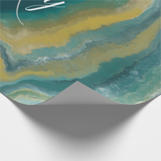 Blauwgroen groen gekleurd marmer Abstracte naam mo Cadeaupapier (Hoek)