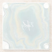 Blauwgroen groen gekleurd marmer Abstracte naam mo Glazen Onderzetter (Achterkant)