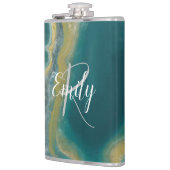 Blauwgroen groen gekleurd marmer Abstracte naam mo Heupfles (Links)