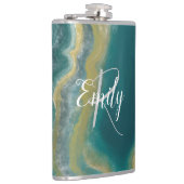 Blauwgroen groen gekleurd marmer Abstracte naam mo Heupfles (Rechts)