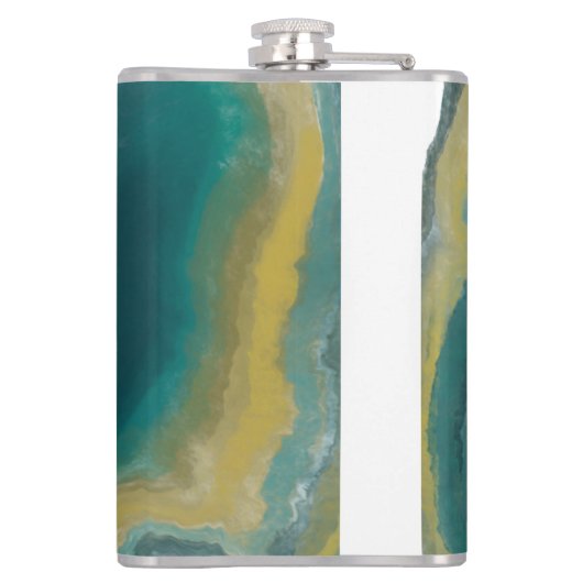 Blauwgroen groen gekleurd marmer Abstracte naam mo Heupfles (Achterkant)