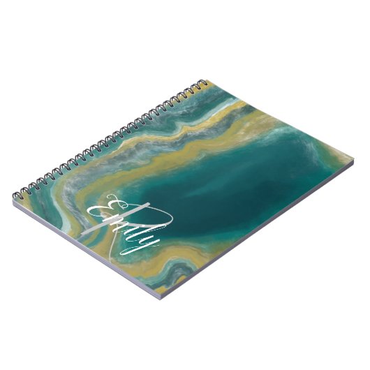 Blauwgroen groen gekleurd marmer Abstracte naam mo Notitieboek (Linkerzijde)