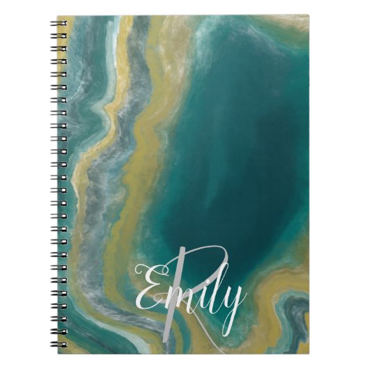 Blauwgroen groen gekleurd marmer Abstracte naam mo Notitieboek (Voorkant)