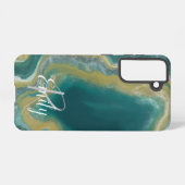 Blauwgroen groen gekleurd marmer Abstracte naam mo Samsung Galaxy Hoesje (Achterkant horizontaal)