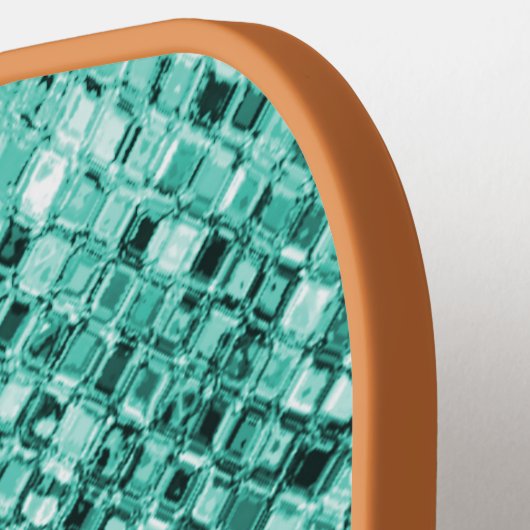 Blauwgroen Groen Glitter Aangepaste Naam Monogram Pickleball Paddle (Links Detail)