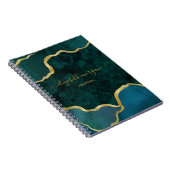 Blauwgroen Groen Glitter Agate Geode Naam Notitieboek (Rechterzijde)