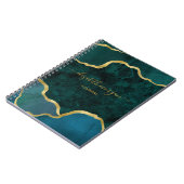 Blauwgroen Groen Glitter Agate Geode Naam Notitieboek (Linkerzijde)