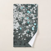 Blauwgroen groen glitter glam #1 (Faux Glitter) #d Bad Handdoek (Handdoek)