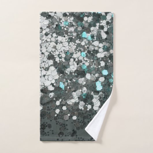 Blauwgroen groen glitter glam #1 (Faux Glitter) #d Bad Handdoek (Handdoek)