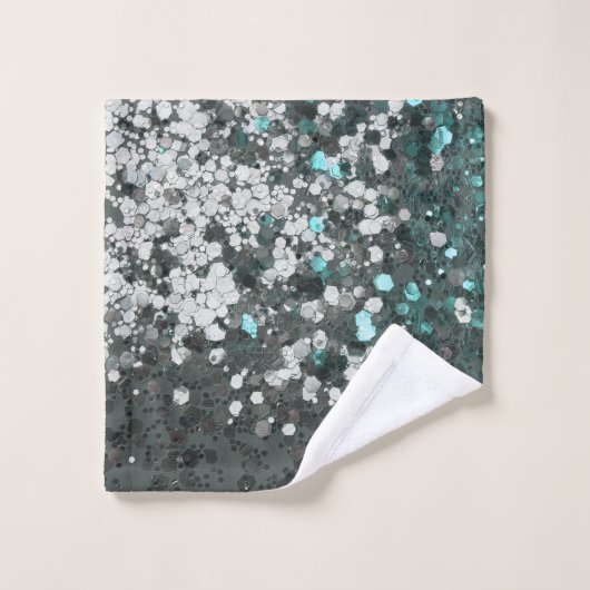 Blauwgroen groen glitter glam #1 (Faux Glitter) #d Bad Handdoek (Wasdoekje)