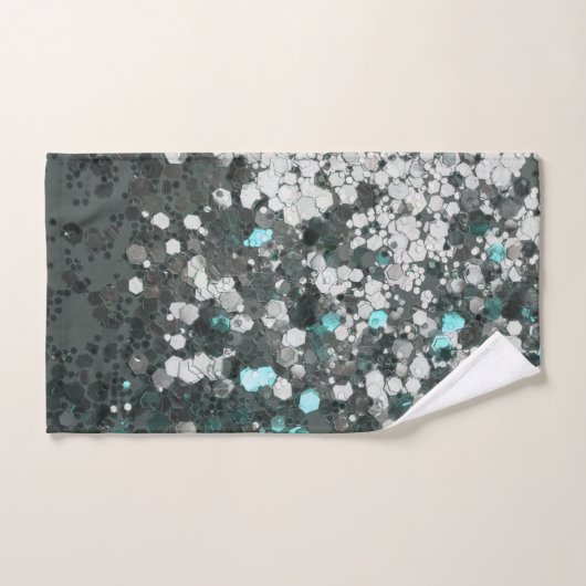 Blauwgroen groen glitter glam #1 (Faux Glitter) #d Bad Handdoek (Handdoek)