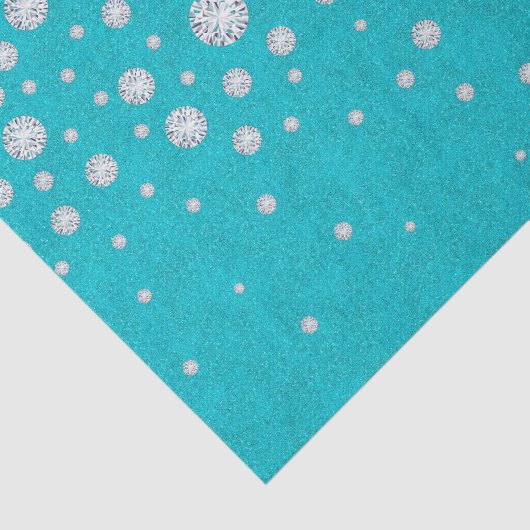 Blauwgroen groen glitter met diamanten tissuepapier (Detail)