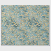 Blauwgroen Groen Glitter Zebra afdrukken Cadeaupapier (Vlak)