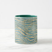 Blauwgroen Groen Glitter Zebra afdrukken Mok (Midden)
