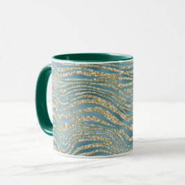 Blauwgroen Groen Glitter Zebra afdrukken Mok