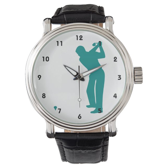 Blauwgroen Groen Golf Horloge (Voorkant)