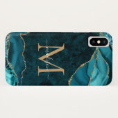Blauwgroen Groen Goud Glitter Agaat Edelsteen Mono Case-Mate iPhone Case (Achterkant (horizontaal))