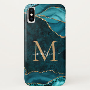 Blauwgroen Groen Goud Glitter Agaat Edelsteen Mono Case-Mate iPhone Case