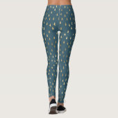 Blauwgroen Groen Goud Regendruppel Modern Trendy Y Leggings (Achterkant)
