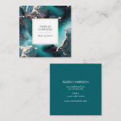 Blauwgroen groen goud waterverf visitekaartje (Voorkant / Achterkant)