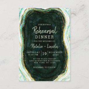 Blauwgroen Groen & Gouden Agaat Huwelijksrepetitie Kaart