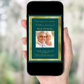 Blauwgroen groen gouden foto verjaardag kaart