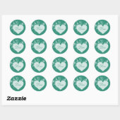 Blauwgroen Groen Hart en Rozen Liefde Stickers (Vel)