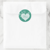 Blauwgroen Groen Hart en Rozen Liefde Stickers (Tas)