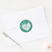 Blauwgroen Groen Hart en Rozen Liefde Stickers (Envelop)