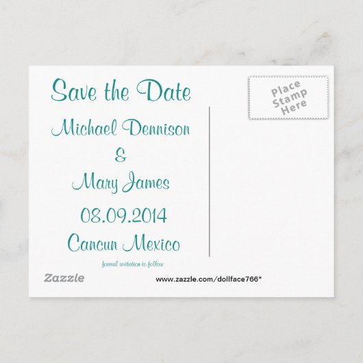 Blauwgroen groen hart van bloemen ingelijst Briefk Aankondigingskaart (Achterkant)