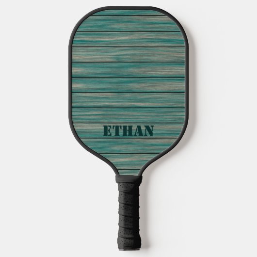 Blauwgroen groen hout pickleball paddle (Voorkant)