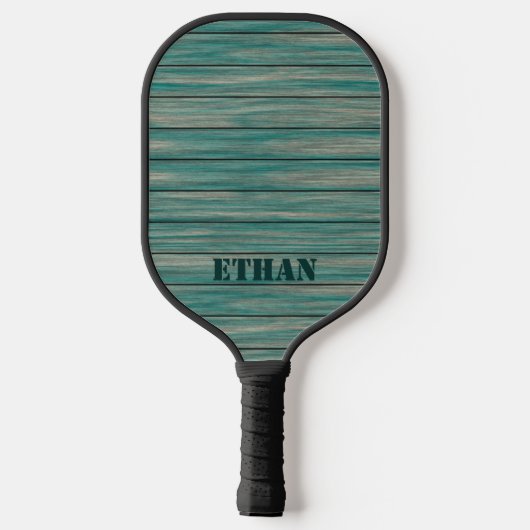 Blauwgroen groen hout pickleball paddle (Achterkant)