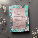 Blauwgroen groen koraal roos goudbloem 16 kaart<br><div class="desc">Een moderne waterverf met handbeschilderd levend koraal, blauwgroen, groen en faux roos goud floral Sweet 16 Invitations is perfect voor elke klastige en gesofisticeerde ceremonie. Deze voortreffelijke moderne abstracte elegante bloemen die een verbluffend design hebben, zijn perfect voor het trendy en stijlvolle meisje. Pas dit ontwerp aan met uw eigen...</div>