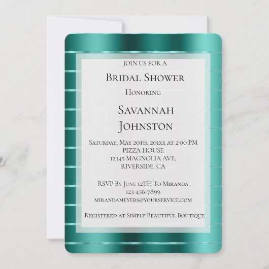 Blauwgroen groen lint Vrijgezellenfeest Kaart (Voorkant)