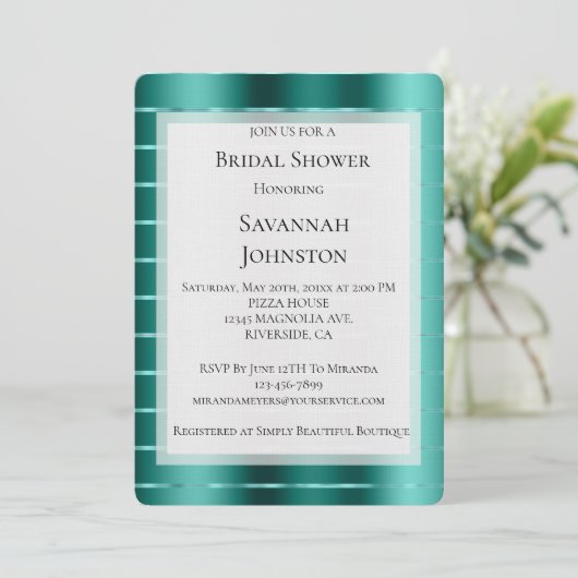 Blauwgroen groen lint Vrijgezellenfeest Kaart (Staand voorkant)