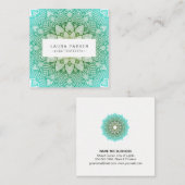 Blauwgroen Groen Lotus Mandala Yoga Meditation Hol Vierkante Visitekaartje (Voorkant / Achterkant)