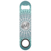 Blauwgroen groen Mandala Monogram Speed Flessenopener (Voorkant)